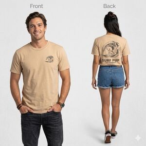 Hana Koa Brewing "Surf Pup" Graphic T-Shirt - Honolulu, Hawaii - Tan/Beige